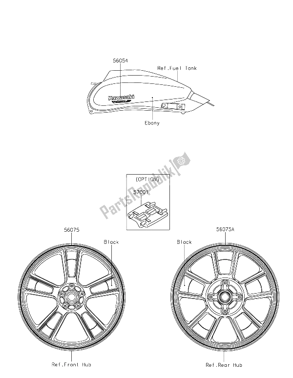 Toutes les pièces pour le Décalcomanies (ébène) du Kawasaki Vulcan S 650 2015