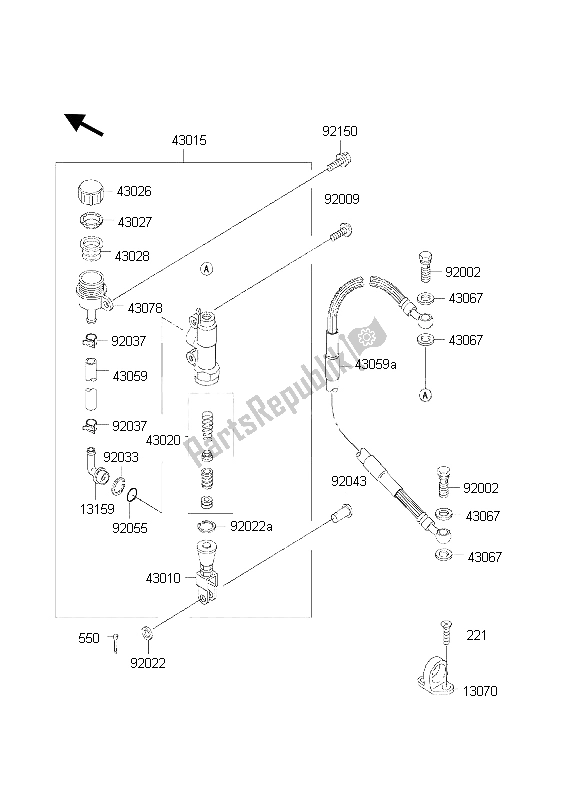 Todas las partes para Cilindro Maestro Trasero de Kawasaki KX 500 1998