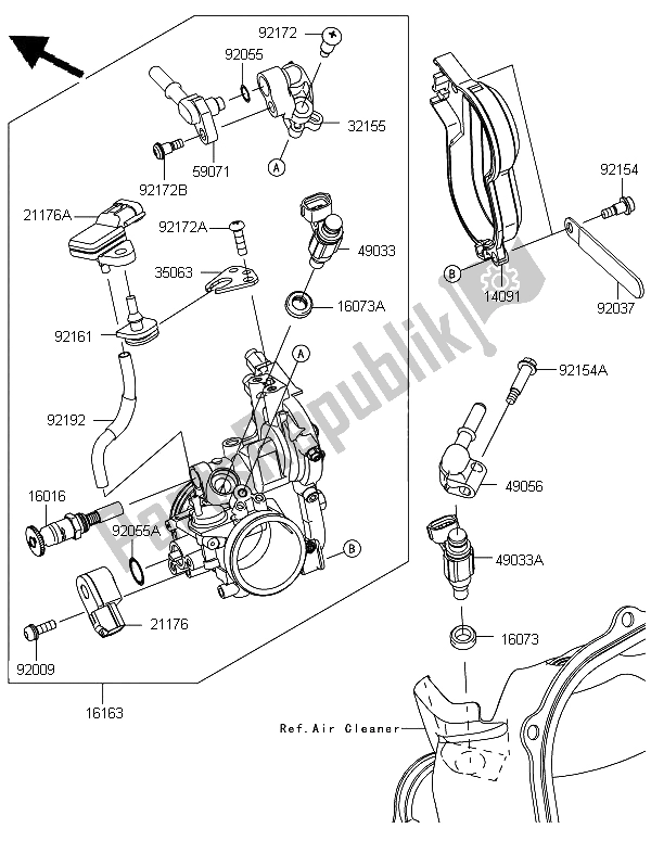 All parts for the Throttle of the Kawasaki KX 250F 2012