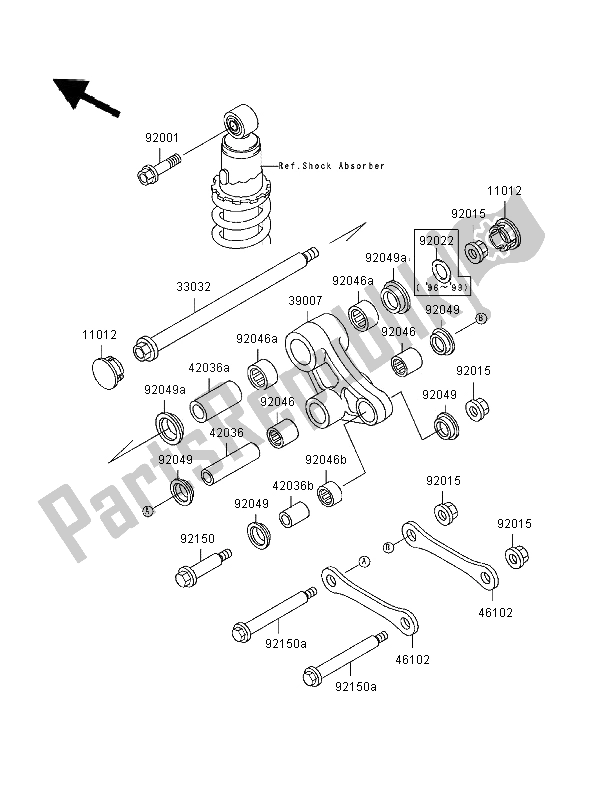 Toutes les pièces pour le Suspension du Kawasaki KLR 650 1996