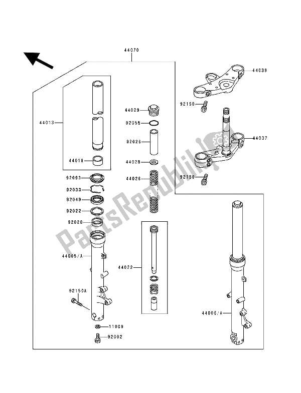 Tutte le parti per il Forcella Anteriore del Kawasaki Zephyr 1100 1992