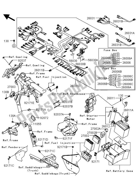 Todas las partes para Equipo Eléctrico Del Chasis de Kawasaki VN 1700 Voyager ABS 2011