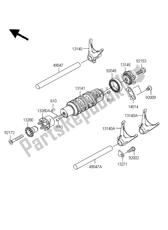 Toutes les pièces pour le Tambour De Changement De Vitesse Et Fourche (s) De Changement De Vitesse du Kawasaki ER 6N 650 2010