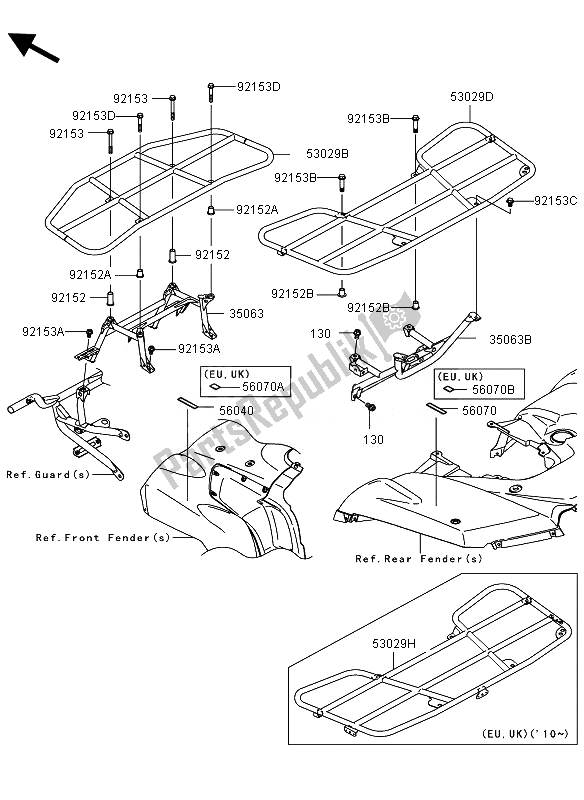 Tutte le parti per il Vettori del Kawasaki KVF 750 4X4 2010