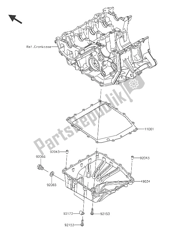 All parts for the Oil Pan of the Kawasaki Ninja ZX 6R 600 2016