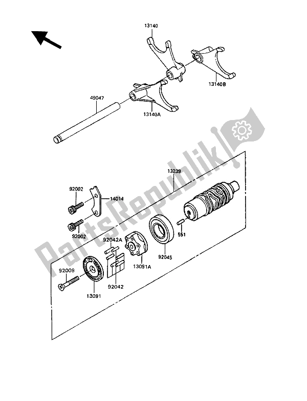 Toutes les pièces pour le Changer Le Tambour Et La Fourchette De Changement du Kawasaki ZZ R 1100 1992