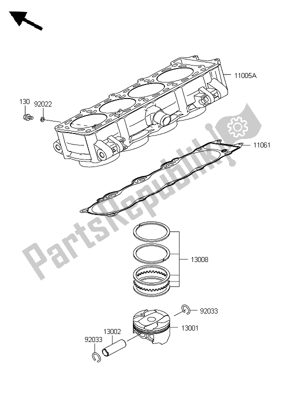 Todas las partes para Cilindro Y Pistón de Kawasaki Z 1000 2009