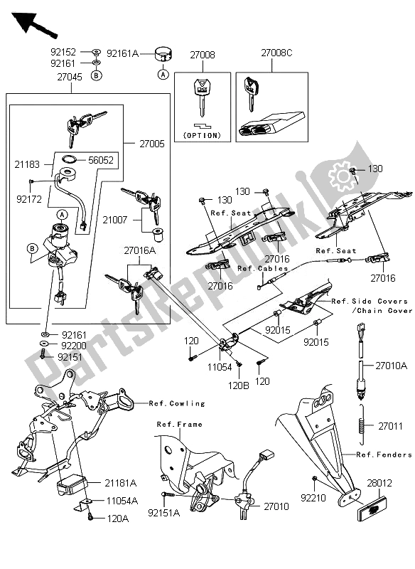 All parts for the Ignition Switch of the Kawasaki Z 750 ABS 2010