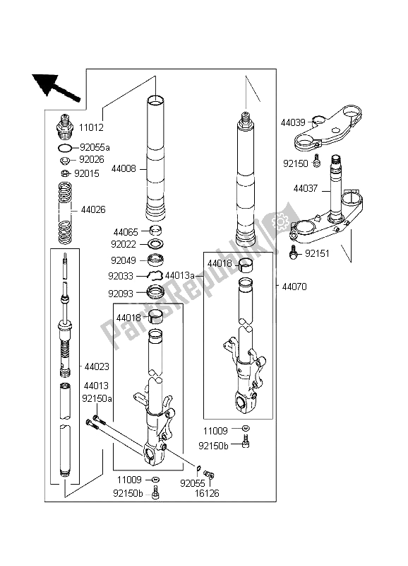 Todas las partes para Tenedor Frontal de Kawasaki Ninja ZX 7R 750 1999