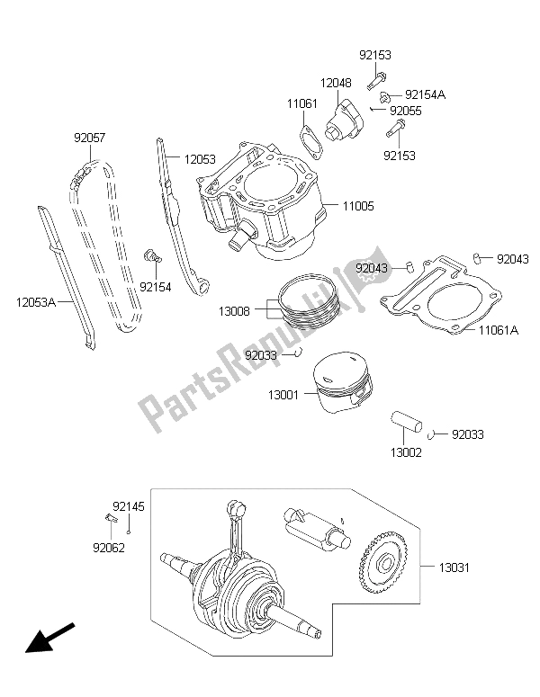 Tutte le parti per il Cilindro E Pistone del Kawasaki Brute Force 300 2015