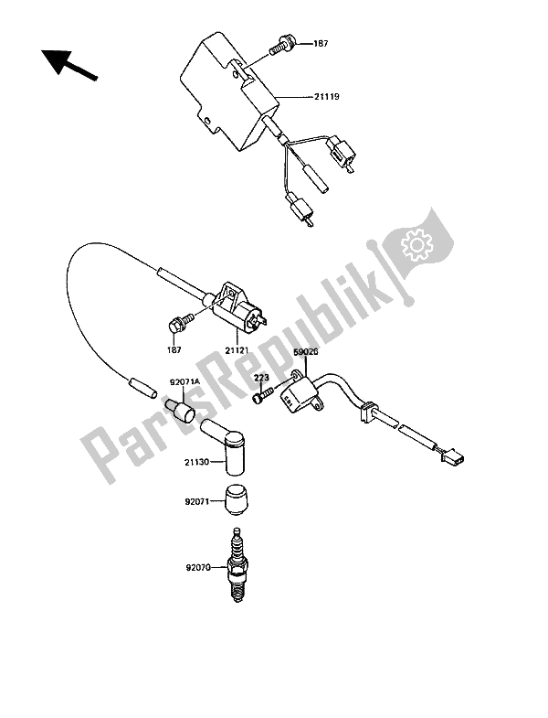 Todas as partes de Bobina De Ignição do Kawasaki KMX 200 1991