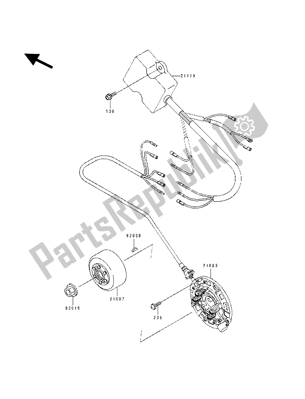 All parts for the Generator of the Kawasaki KX 250 1993