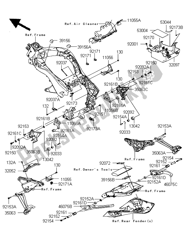 All parts for the Frame Fittings of the Kawasaki Z 1000 SX ABS 2012