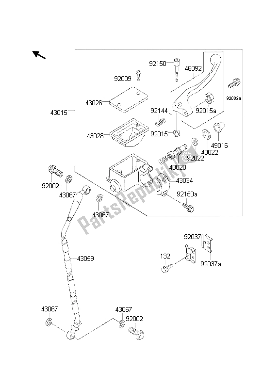 All parts for the Front Master Cylinder of the Kawasaki KDX 200 2000