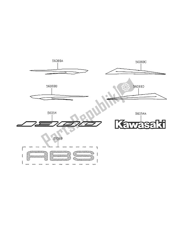 All parts for the Decals (green-black) of the Kawasaki J 300 ABS 2016