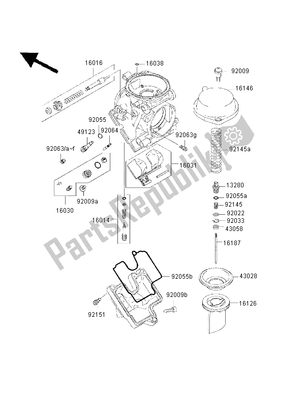 Toutes les pièces pour le Pièces De Carburateur du Kawasaki Ninja ZX 6R 600 2002