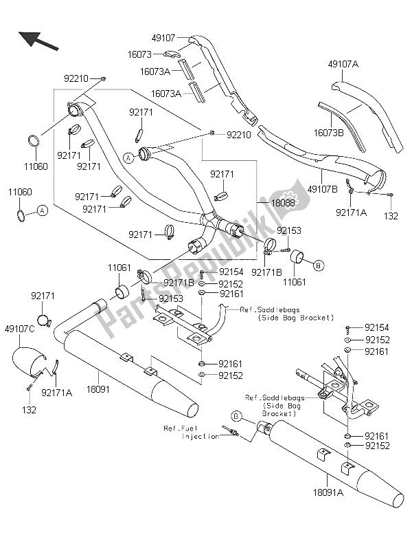 All parts for the Muffler(s) of the Kawasaki Vulcan 1700 Voyager ABS 2016