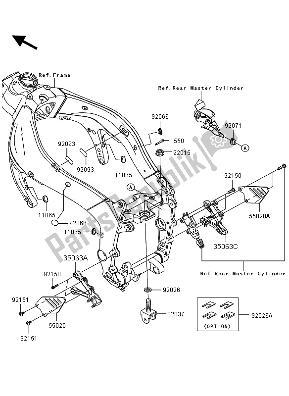 Tutte le parti per il Accessori Del Telaio (anteriore) del Kawasaki Ninja ZX 6R 600 2011