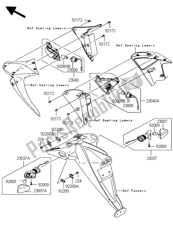 All parts for the Turn Signals of the Kawasaki Z 1000 2007