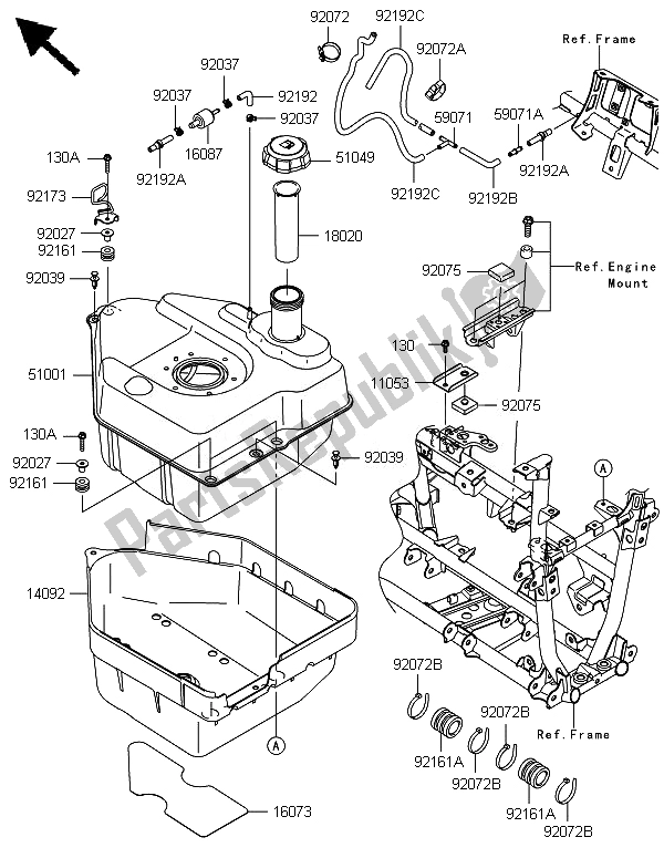 All parts for the Fuel Tank of the Kawasaki Brute Force 750 4X4I Epsgef 2014