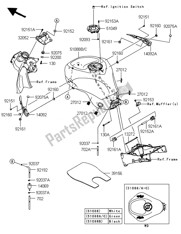 Alle onderdelen voor de Benzinetank van de Kawasaki Ninja ZX 6R ABS 600 2014