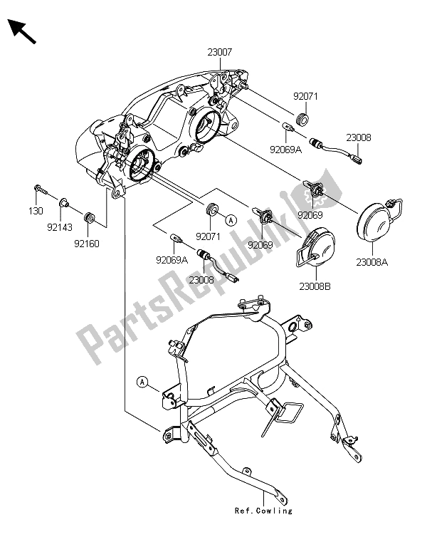 All parts for the Headlight(s) of the Kawasaki Ninja 300 2013