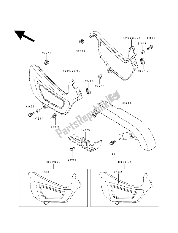 All parts for the Side Covers & Chain Cover of the Kawasaki EN 500 1994