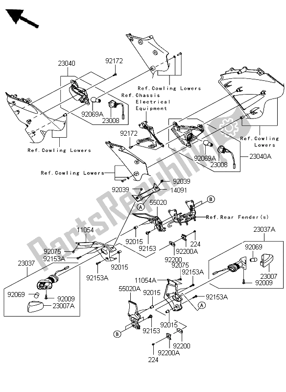 All parts for the Turn Signals of the Kawasaki Ninja ZX 6R 600 2008