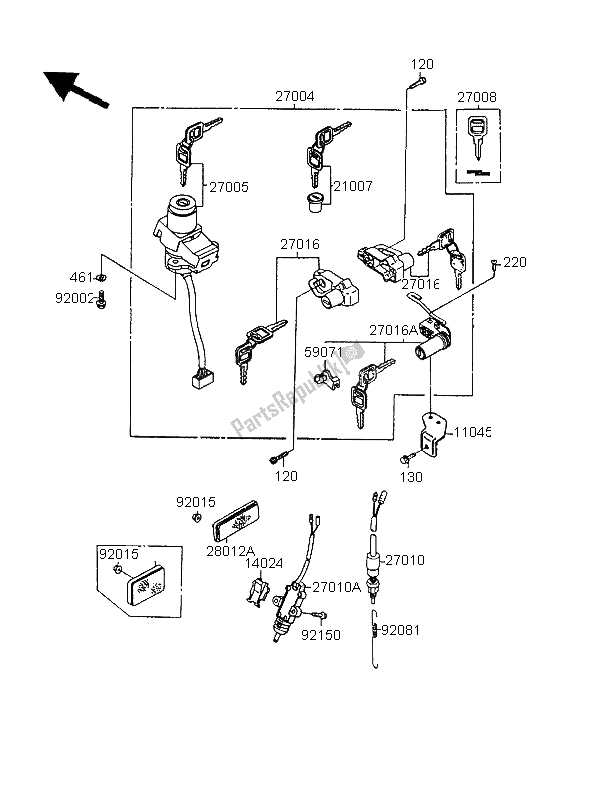 Todas las partes para Switch De Ignición de Kawasaki GPX 600R 1996