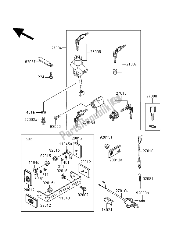 Toutes les pièces pour le Interrupteur D'allumage du Kawasaki KLE 500 1995