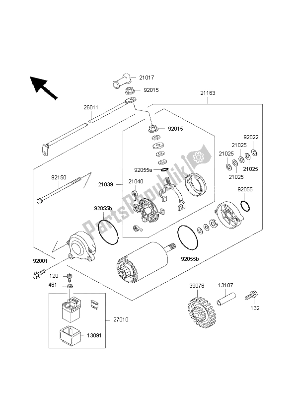 All parts for the Starter Motor of the Kawasaki ZRX 1100 2000