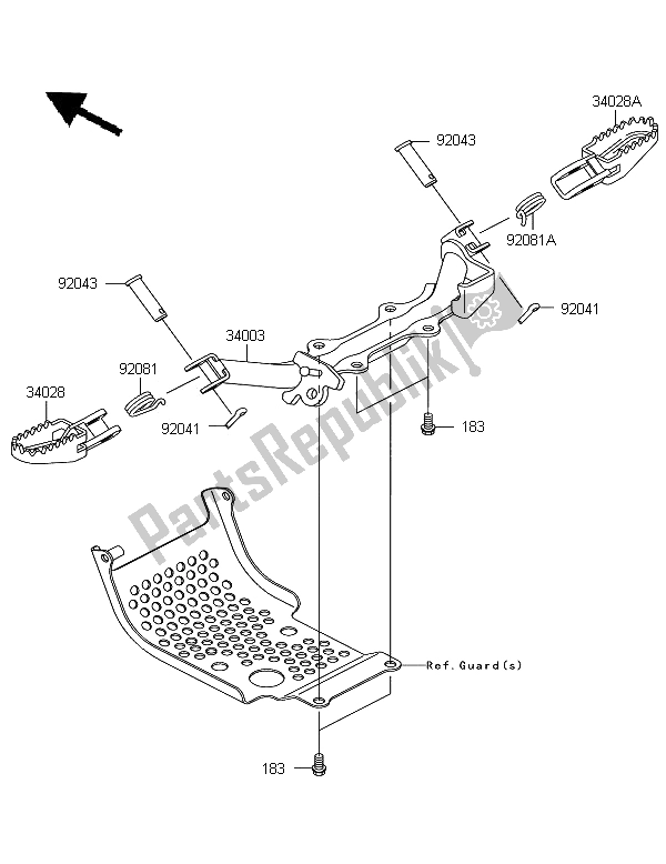 Alle onderdelen voor de Voetsteunen van de Kawasaki KLX 110 2008