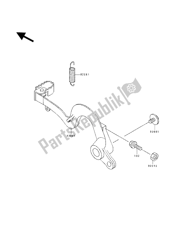 All parts for the Brake Pedal of the Kawasaki KX 100 1994