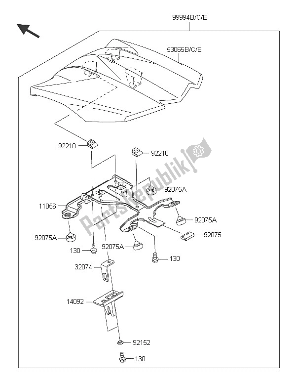 Tutte le parti per il Accessorio (coprisella Singolo) del Kawasaki Z 1000 SX 2016