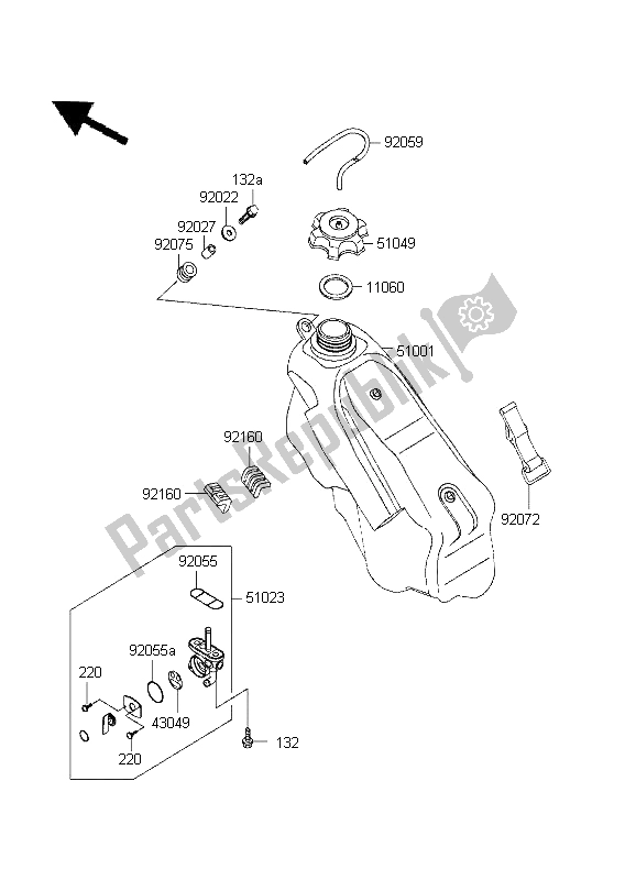 All parts for the Fuel Tank of the Kawasaki KX 125 1995