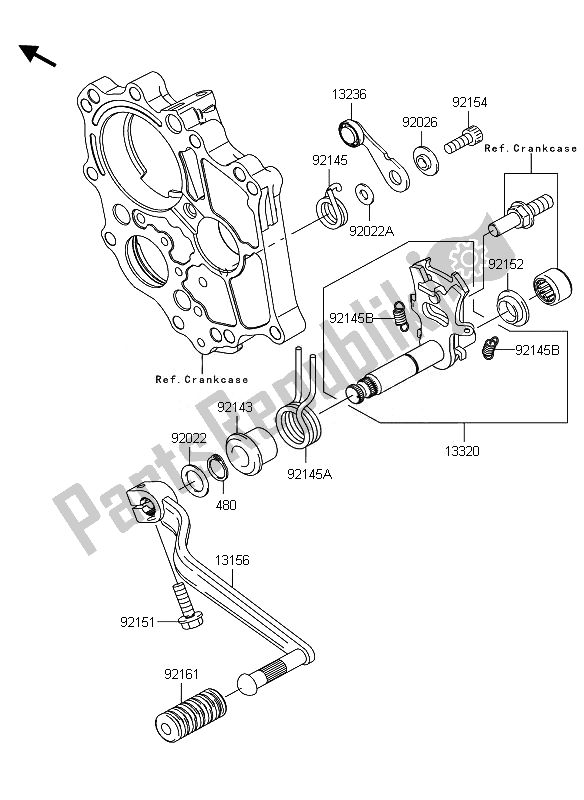 Alle onderdelen voor de Schakelmechanisme van de Kawasaki ER 6N ABS 650 2010