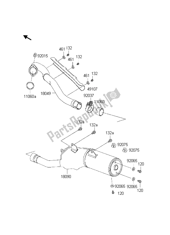 All parts for the Muffler of the Kawasaki KLX 300R 2002