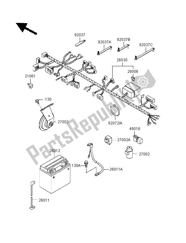 Toutes les pièces pour le Châssis équipement électrique du Kawasaki ER 5 500 1997