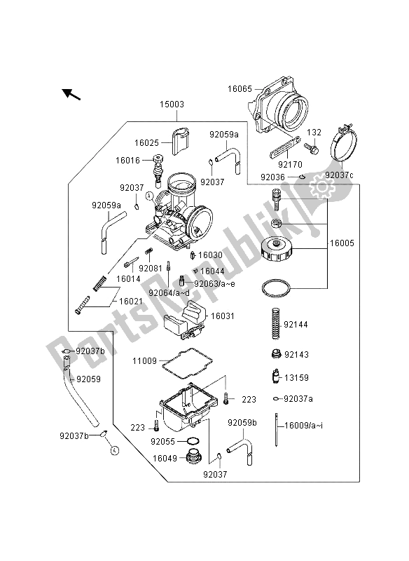 Tutte le parti per il Carburatore del Kawasaki KX 500 1997