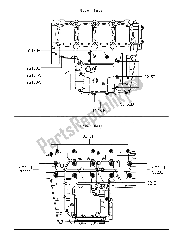 Todas las partes para Patrón De Perno Del Cárter de Kawasaki Z 800 CDS 2013