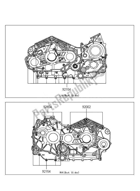 All parts for the Crankcase Bolt Pattern of the Kawasaki VN 1700 Classic Tourer ABS 2011