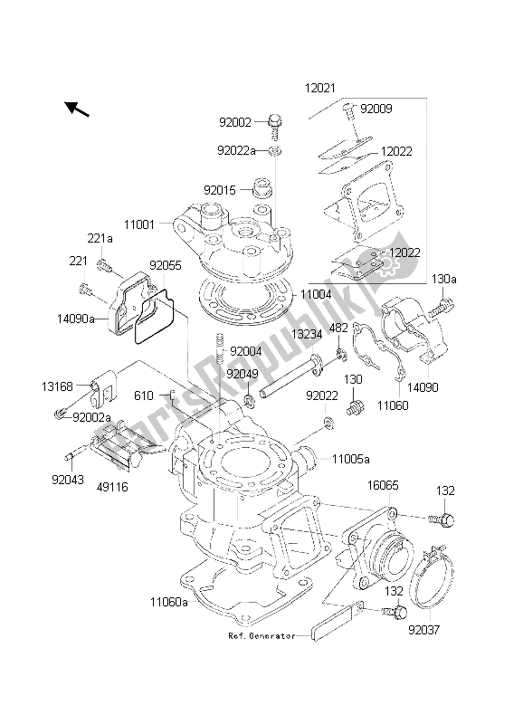 Alle onderdelen voor de Cilinderkop & Cilinder van de Kawasaki KX 85 SW 2002