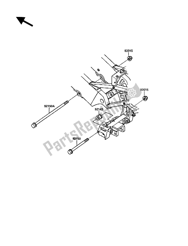 Alle onderdelen voor de Frame Passend van de Kawasaki KR 1 250 1991