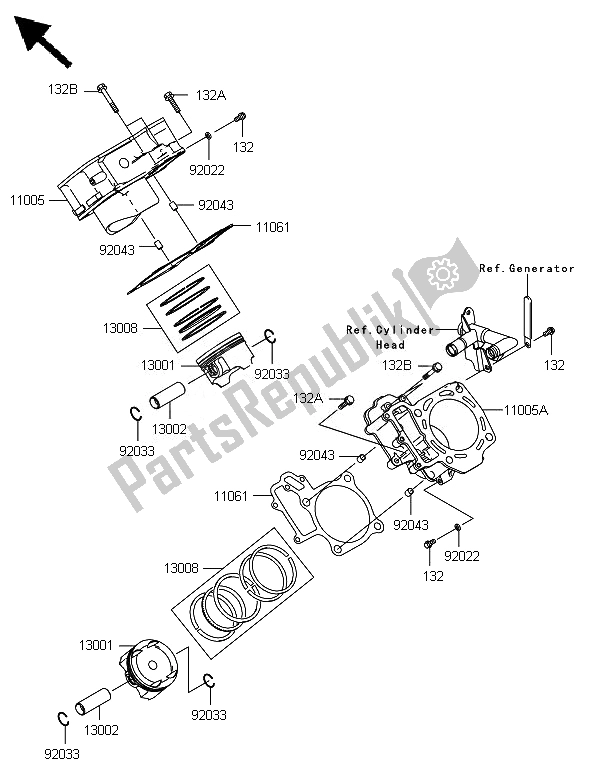 All parts for the Cylinder & Piston(s) of the Kawasaki Brute Force 750 4X4I Epsgef 2014