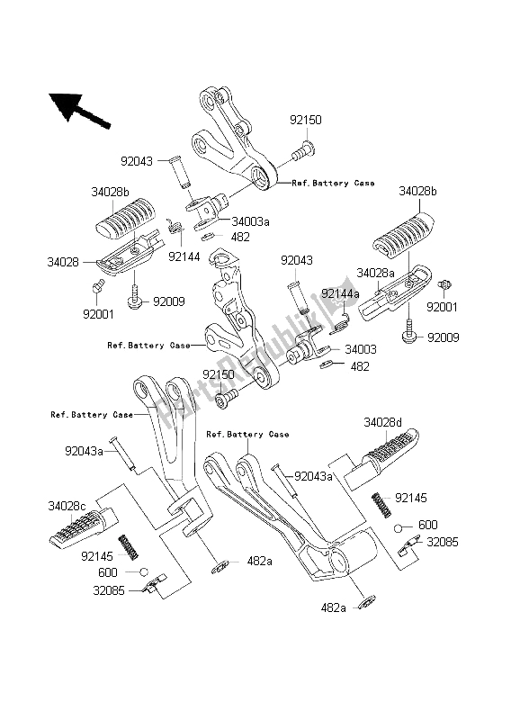 All parts for the Footrests of the Kawasaki Ninja ZX 6R 600 2001