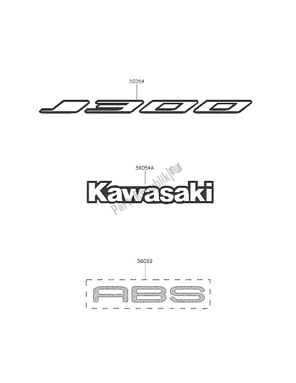 All parts for the Decals (black) of the Kawasaki J 300 ABS 2016