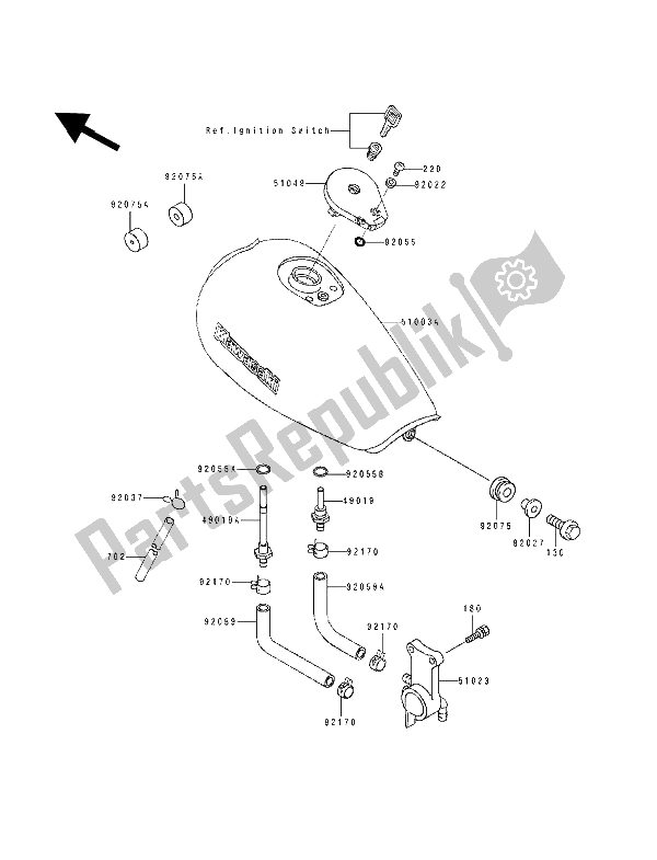 Tutte le parti per il Serbatoio Di Carburante del Kawasaki EL 250E 1992