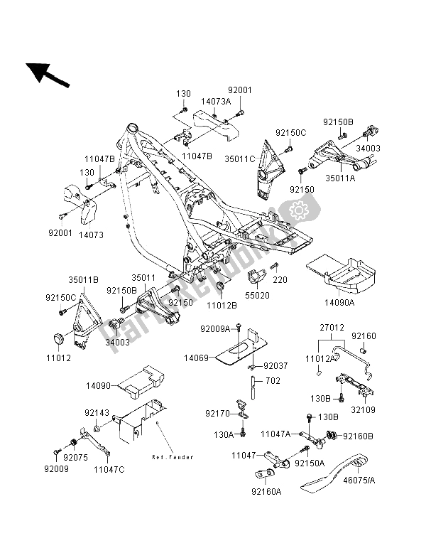 Tutte le parti per il Custodia Della Batteria del Kawasaki Zephyr 1100 1996