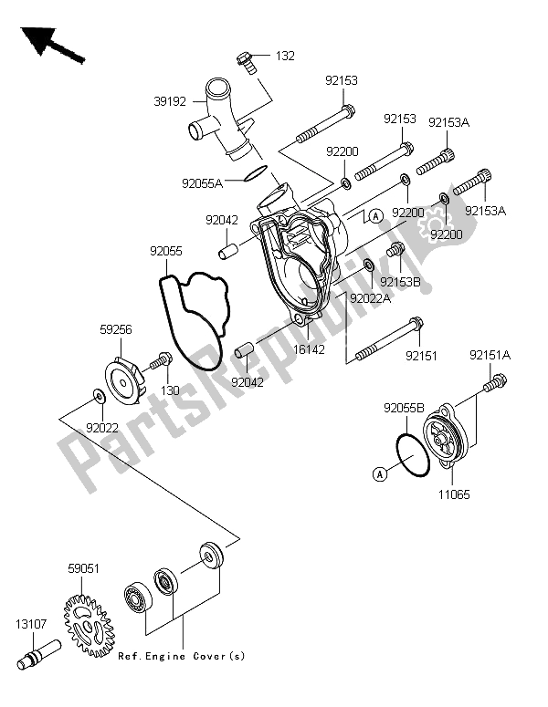 All parts for the Water Pump of the Kawasaki KX 250F 2006