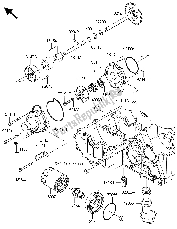 Alle onderdelen voor de Oliepomp van de Kawasaki Z 800 ADS 2013